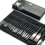 ARTIFY 25 Pieces Paint Brush Set, Expert Series, Enhanced Synthetic Brush Set with Cloth Roll and Palette Knife for Acrylic, Oil, Watercolor and Gouache (Black)