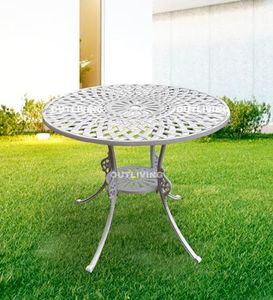 OUTLIVING Aluminium Garden Patio Single Table for Balcony Outdoor Coffee Table (Grey)