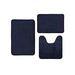 velvet absorbent bathroom memory pcs/set 3 Coral carpet non-slip cotton mat Bathroom Products Door Mat Outdoor (Navy, One Size)