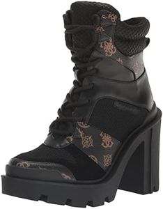 GUESS Women's Tadbit Ankle Boot, Black/Brown 001, 7.5