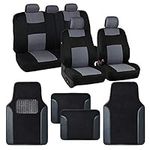 BDK PolyPro Car Seat Covers Full Set with 4-Piece Car Floor Mats, Automotive Seat Covers for Cars Trucks SUV with Carpet Floor Mats, Includes Split Bench Rear Seat Cover, Interior Car Accessories