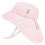 Jan & Jul Girls' Cotton Sun-Hat with Neck Flap, 50+ UPF for Babies and Toddlers (M: 6-24 Months, Soft Pink)