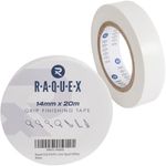 Raquex Racket Grip Finishing Tape - Extra long 20m - Tennis, Badminton, Squash, Hockey and Sport Grip Finishing Tape - Easy Tear Racquet Overgrip Securing Tape - 14mm x 20m