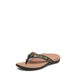 Vionic Women's Tide Classic Comfort Flip Flops- Supportive Everyday Slide Sandals That Includes an Orthotic Insole and Cushioned Outsole for Arch Support, Black Camo Leather 9 Medium