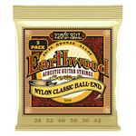 Ernie Ball Earthwood Folk Nylon, Clear & Gold Ball End, 80/20 Bronze Acoustic Guitar Strings 3-Pack - 28-42 Gauge