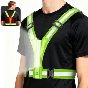Cuvccn LED Reflective Vest Super Bright Lighting, 360° Visible Running Light for Runners, Waterproof Adjustable Reflective Running Vest Headlamp Gear for Men/Women/Kids Night Walking/Running/Cycling