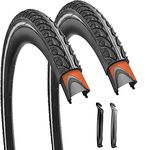 SIMEIQI 2 Pack Reflective 700x35C Bike Tires (Black)