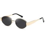 kimorn Retro Oval Sunglasses for Women Men Trendy Sun Glasses Classic Shades UV400 Protection K1653 (Gold/Black)