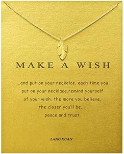 Friendship Gold Feather Pendant Necklace Message Card Key Good Lucky Butterfly Pearl Circle Necklace for Women Gift Card (Gold Feather)