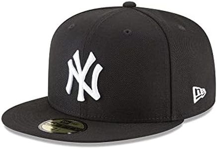 New Era New York Yankees Basic 59Fifty Fitted Cap Hat Black/White 11591127 (Size 7 1/2)