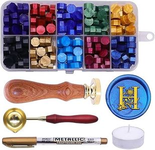SWANGSA Initial Alphabet H Wax Seal Stamp Kit, Elegant Botanical Flower Floral Letter Sealing Stamp with 200pcs Sealing Wax Beads Kit (H)