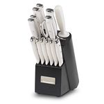 Cuisinart TRE-15WNC 15-Piece German Steel White Triple-Rivet Knife Block Set, White/Black