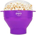 The Original Popco Silicone Microwave Popcorn Popper with Handles, Silicone Popcorn Maker, Collapsible Bowl and Dishwasher Safe - 15 Colors Available (Dark Orchid)