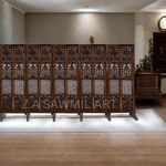 Z.A SAWMIL ART Wooden Room Divider with Stand - Privacy Screen, Support Base, Stable Partition Living Room and Office - Mix Frame Design, 5 Feet, Brown (5 Panels with 6 Stands)