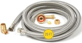 Hippohose 20 FT Stainless Steel Dishwasher Water Hose Kit - Universal Fit, Braided SS, 3/8'' Connections, 5-Year Warranty