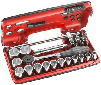 FACOM Jeu Detection Box - Cliquet Manche Rotatif Haute Performance et Douilles 1/2 " 6 Pans Métriques - S.360DBOX4PB