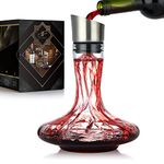 YouYah Wine Decanter with Built-in Aerator Pourer & Filter,Wine Carafe Red Wine Decanter,Wine Aerator,Wine Gifts,100% Hand Blown Lead-free Crystal Glass,Wine Accessories