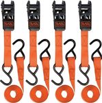 BLACK+DECKER BD1005-1 in. X 10 FT. Light Duty Ratchet TIE-Down Straps, 4 Pack 900 LB. Break Strength