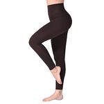 SINOPHANT High Waisted Leggings for Women, Buttery Soft Elastic Opaque Tummy Control Leggings, Plus Size Workout Gym Yoga(Brown1,S-M)