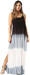 Riviera Sun Tie Dye Spaghetti Strap Maxi Dress, Black and White Colorblock, Large