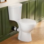 Rear Outlet Toilet, Simple Project 19 Inch High Toilet, Dual Flush 1/1.28GPF Round Rear Discharge Tall Toilet With Comfort Soft Close Seat & Extension Pipe - For Seniors, Handicap, And Tall Users