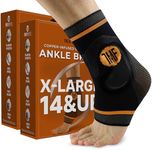 Pair of Copper Infused Compression Ankle Brace, Silicone Ankle Support with Copper. Plantar Fasciitis, Foot, Achilles Tendon Pain Relief. Prevent & Support Ankle Injuries & Soreness - XL