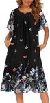 Ekouaer Womens Nightgown Short Sleeve House Dress with Pockets-Floral Print Mumu Dress Floral Butterfly, Medium