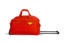 Safari Polyester Travel Duffle Luggage with Wheels and Trolley (RED, Small 55 CM)