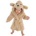 Baby Boys Girls Unisex Babies Animal Robe Fluffy Snuggle Fleece Hooded Dressing Gown Puppy Dog 12-18 Months