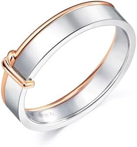 CHOW SANG SANG 18K Solid White & Red Gold PROMESSA Love Knot Ring for Men (US Size: 8.25, Diameter 18.3mm) 91330R