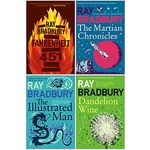 Ray Bradbury Collection 4 Books Set (Fahrenheit 451, The Martian Chronicles, The Illustrated Man, Dandelion Wine)