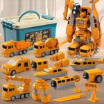 Constructo Modular Transforming Toy Set, Magnetic Toys Magnetic Transform Engineering Car Toy, Magnetic Building Blocks Tiles Construction Vehicles, Transformer Robot Car Gifts for Boys Kids (A-26PCS)