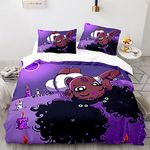 African American Black Girl Bedding Set, Black Girl Magic Duvet Cover, 3D Print Microfiber Comforter Cover Set, Birthday Gift for Black Women Girls Purple (1Duvet Cover +3 Pillowcases) Double