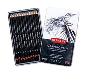 Derwent Graphic Soft Graphite Drawing Pencils, Ideal For Illustrating & Shading, Set Of 12, Professional Quality, 34215