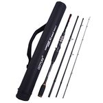 Matymats 4 Section Fishing Rod - Carbon Fiber Casting Rods - Backpacking Fishing Pole, Portable Travel Fishing Pole Casting Fishing Rods, Telescopic Fishing Rods 8ft- Medium Heavy - Medium Fast-Black