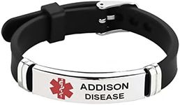 Chili Jewelry Women Mens Red Medical Alert ID Addison Disease Bracelet Emergency First Aid Adjustable Silicone Wristband Bracelet