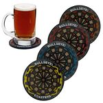 MEDOYOH Set of 4 Bulleye Drinks Coasters, Non-Slip Beer Coasters Beer Mats Washable Funny Coasters Heat Resistant for Coffee Beer Mug Wine Glass Bottle Home Pub Bar, 4 Colours