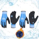 HANDLANDY Waterproof Work Gloves for Cold Weather 2 Pairs, Insulated Winter Work Gloves with Grip for Men Women, Freezer Gloves for Work Below Zero (XXL, Blue-black)