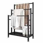 Freestanding Towel Rack, SDXYSTCE 3 Tiers Standing Towel Racks for Bathroom, 23.6" L x 11.8" W x 39.3" H, Blanket Holder with Shelf, Upgrade Steady Design, Black