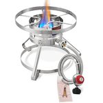 ARC Burner, 37,000 BTU 16” Stainless Steel Single Burner Propane Stove with Rust-proof Hose & Adjustable Regulator, Great for Outdoor Cooking Turkey Fryer, Crawfish Cooking