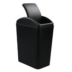 Cand 1 Pack Kitchen Garbage Can, Plastic Trash Can with Swing Lid (Black)