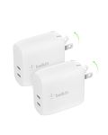 Belkin 40W Dual Port USB-C Wall Charger, USB Type C Charger Fast Charging for iPhone 15, 15 Plus, 15 Pro, 15 Pro Max, 14, 14 Pro, 14 Pro Max, iPhone 13 Series, Galaxy S23, iPad, AirPods & More, 2-Pack