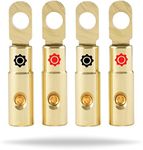 InstallGear 10 AWG Gauge Gold Ring Set Screw Battery Ring Terminals (4 Pack)