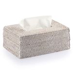 IGNPION Rattan Rectangular Tissue Cover Holder Decoration Tissue Organizer Box Tissue Paper Holder Box Tissue Storage Case Dispenser Napkin Organizer for House Office Car Hotel