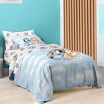 Saturday Park Bluey and Bingo Rainbow Clouds Full Bed Set - 7 Piece 100% Organic Cotton Bedding with Duvet Cover and Sheets - GOTS & Oeko-TEX Certified