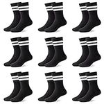 JOCMIC 9 Pack Junior Cotton School Sports Socks Toddler Kids Crew Athletic Socks Boys Girls Cushioned Ankle Socks 7-10 Years