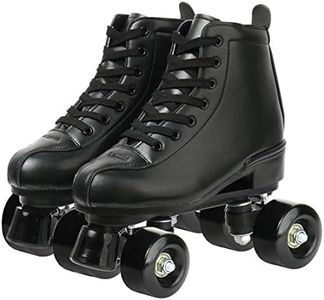 XUDREZ Classic Roller Skates High-Top Double-Row Leather Roller Skates for Women and Men (Black Black Wheel,6)