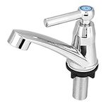 GOTOTOP Basin Faucet Single Handle Water Nozzle Cold Water Tap, Modern Single Cold Faucet Sink Accessories Chrome Finish Water Tap for Home Bathroom Washbasin Kitchen Basin(Straight Handle)