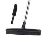 Lanhope Soft Push Broom Long Handle, Carpet Rake 50 inches For Pet Hair Removal With Squeegee Fur, Rubber Broom for Carpet Hardwood Tile Windows Clean