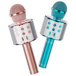 Wireless Bluetooth Karaoke Microphone 2 Pack, 4-in-1 Handheld Mic Speaker for Singing, Karaoke Machine for Phone Android PC, Great Birthday Gifts for Girls Kids Adults for Party,Home KTV,Blue&Rose